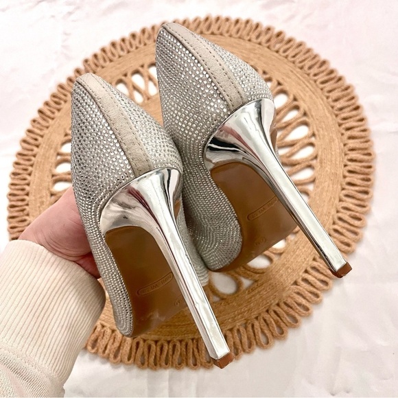 Nine West Twinn Silver Rhinestone Heels Size 7.5 - Picture 8 of 12